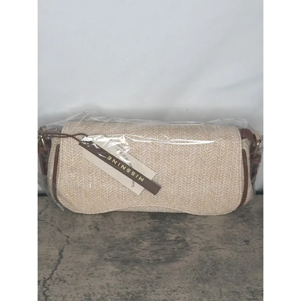 Shoulder Bag Purse, Small Handbags, Mini Clutch Purse, Underarm Crescent- Brown